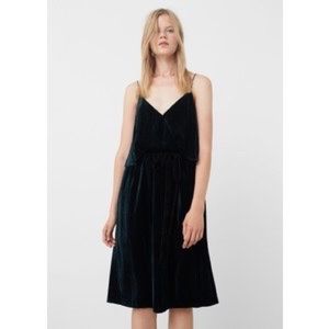 MANGO green velvet dress
